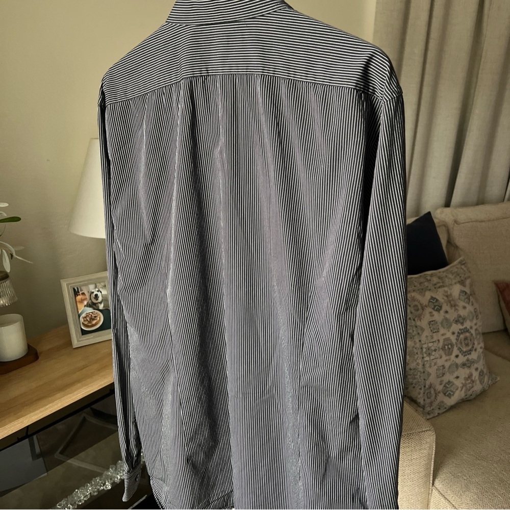 Express Men’s Black/white Fitted Longsleeve Striped Button Up Size XL 17-17.5 - Picture 9 of 15